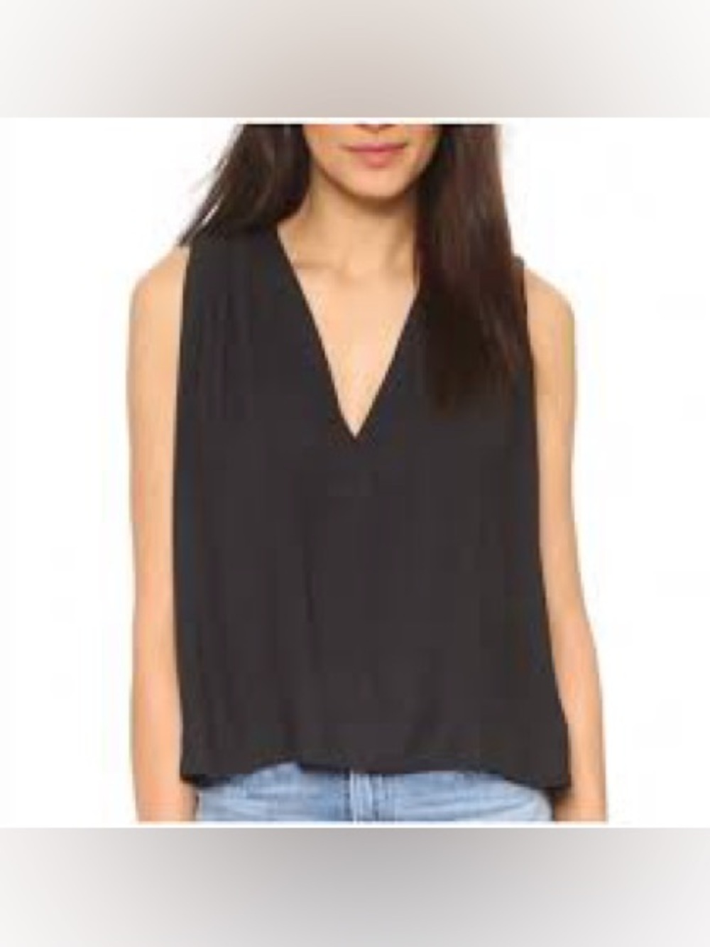 Free People Darcy Black Deep V-Neck Sleeveless Blouse Top XS